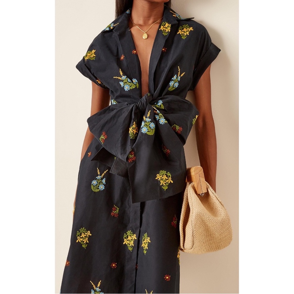 SILVIA TCHERASSI Paloma Floral-Embroidered Midi Dress - Picture 2 of 7